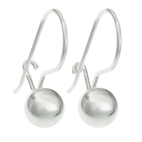 2x 925 Sterling Silver 6mm Round Ball Dangle Charm Kidney Earwie Earring Hook