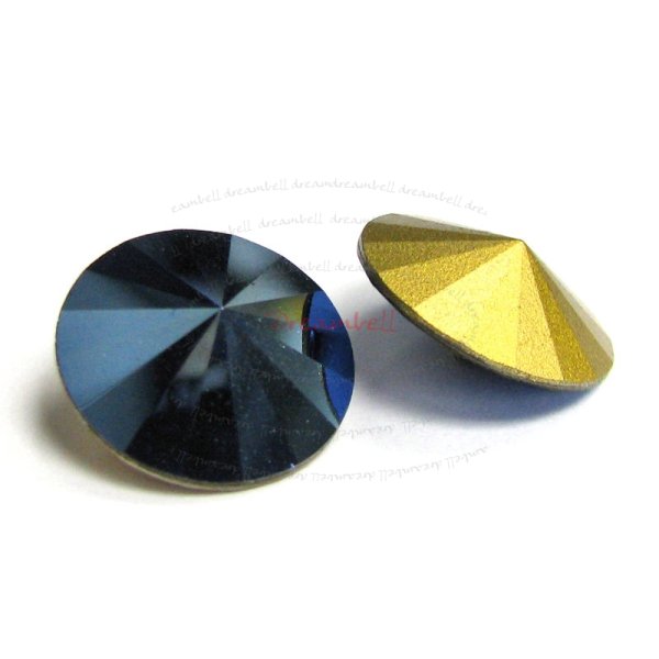 2x Swarovski Elements Rivoli Stone Crystal 1122 Metallic Blue 14mm