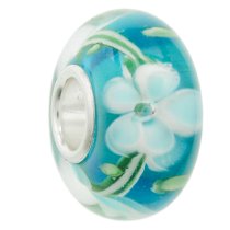 Sterling Silver Green Daisy Flower Glass Bead for European Charm Bracelets