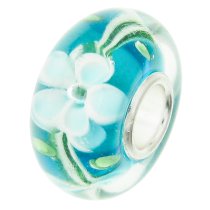 Sterling Silver Green Daisy Flower Glass Bead for European Charm Bracelets