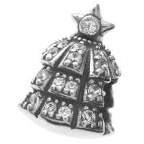 Sterling Silver Christmas Tree Clear CZ Crystal Bead for European Charm Bracelets