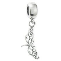 Antique 925 Sterling Silver Dragonfly Flower Dangle Bead for European Charm Bracelets