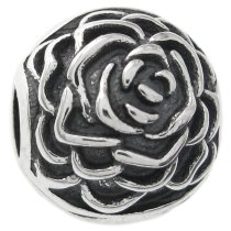 Antique Sterling Silver Round Rose Stopper Clip Lock Bead for European Charm Bracelets