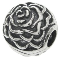Antique Sterling Silver Round Rose Stopper Clip Lock Bead for European Charm Bracelets