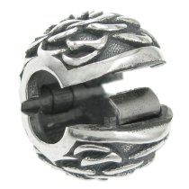 Antique Sterling Silver Round Rose Stopper Clip Lock Bead for European Charm Bracelets