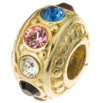 14K Gold Plated 925 Sterling Silver CZ Crystal for European Charm Bracelets
