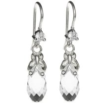 2x Sterling Silver Briolette Clear Crystals Butterfly Dangle Earrings Using Swarovski Elements Crystal