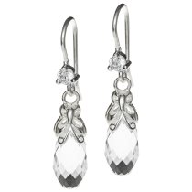 2x Sterling Silver Briolette Clear Crystals Butterfly Dangle Earrings Using Swarovski Elements Crystal