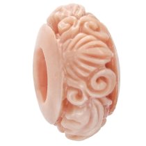 1x Simulated Pink Coral Round Flower Leaf Bead for European Charm Bracelets