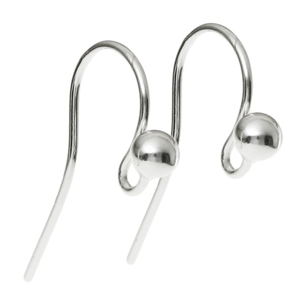 4x 925 Sterling Silver Large Ball Dot 19 Ga Gauge French Hook Earwire Earring Connector