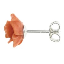 2x Sterling Silver Simulated Orange Coral Rose Earring Stud Post 10mm