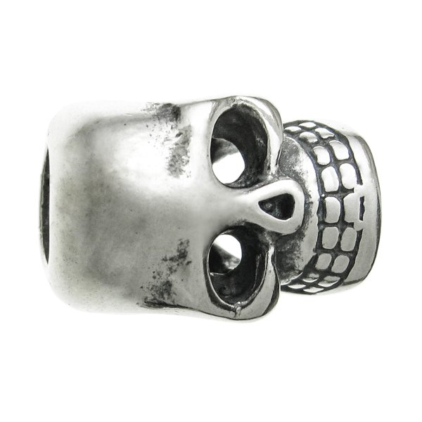 Antique 925 Sterling Silver Halloween Skull Head Bead for European Charm Bracelet