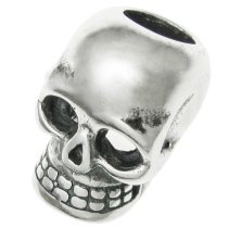 Antique 925 Sterling Silver Halloween Skull Head Bead for European Charm Bracelet