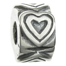 925 Sterling Silver Round Endless Love Heart Clip Stopper Lock Bead for European Charm Bracelet