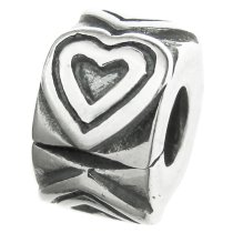 925 Sterling Silver Round Endless Love Heart Clip Stopper Lock Bead for European Charm Bracelet