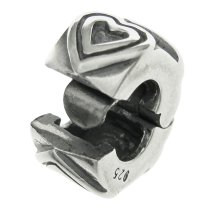 925 Sterling Silver Round Endless Love Heart Clip Stopper Lock Bead for European Charm Bracelet
