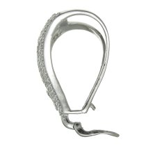 1x Rhodium on 925 Sterling Silver Clear CZ Crystal Filigree Bail Flower Interchangeable Pendant Connector Clasp