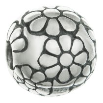 1x Antique 925 Sterling Silver Round Daisy Flowers Clip Stopper Lock Bead Pendant for European Charm Bracelet