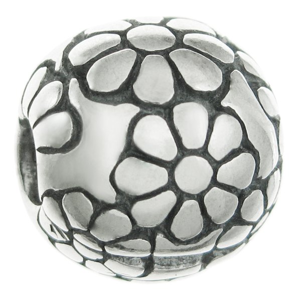 1x Antique 925 Sterling Silver Round Daisy Flowers Clip Stopper Lock Bead Pendant for European Charm Bracelet