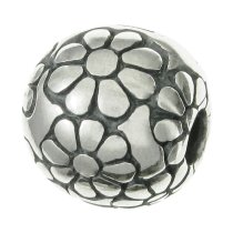 1x Antique 925 Sterling Silver Round Daisy Flowers Clip Stopper Lock Bead Pendant for European Charm Bracelet