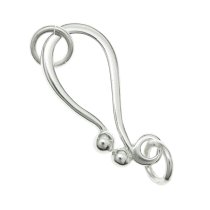 1x 925 Sterling Silver Ball Dot Fish Hook Clasp Connector with 6mm Open Jump Ring