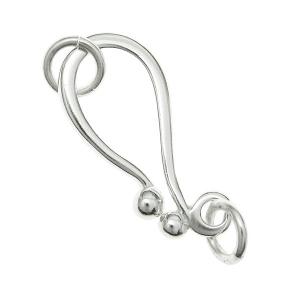 1x 925 Sterling Silver Ball Dot Fish Hook Clasp Connector with 6mm Open Jump Ring