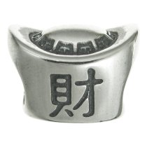 1x Antique 925 Sterling Silver Chinese Silver Ingot Wealth Bead for European Charm Bracelet