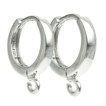 2 x Rhodium on 925 Sterling Silver Hoop Ring Huggie Dangle Earring Connector