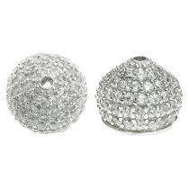 2x Rhodium on 925 Sterling Silver Bud Clear CZ Crystal Pearl Bead Cover Cap 7mm