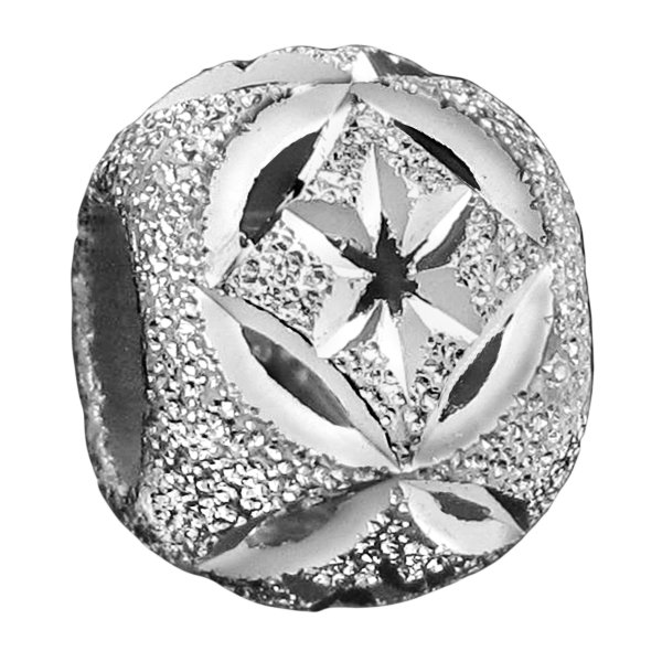 Rhodium on 925 Sterling Silver Twinkle Star Stardust Bead for European Charm Bracelets 10mm