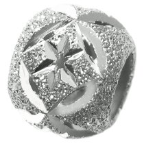 Rhodium on 925 Sterling Silver Twinkle Star Stardust Bead for European Charm Bracelets 10mm