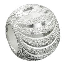 925 Sterling Silver Moon Cut Corrugated Stardust Bead for European Charm Bracelets 10mm