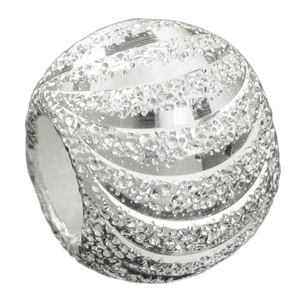 925 Sterling Silver Moon Cut Corrugated Stardust Bead for European Charm Bracelets 10mm