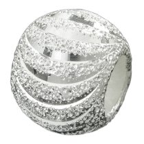 925 Sterling Silver Moon Cut Corrugated Stardust Bead for European Charm Bracelets 10mm