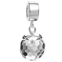 925 Sterling Silver Clear CZ Crystal Disco Ball Dangle Pendant Bead for European Charm Bracelets