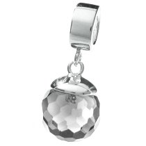 925 Sterling Silver Clear CZ Crystal Disco Ball Dangle Pendant Bead for European Charm Bracelets