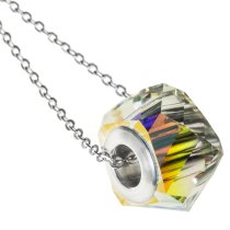 Becharmed Helix Clear AB Pendant Rhodium on 925 Sterling Silver Adjustable Chain Necklace 18″ Using Swarovski Elements Crystal
