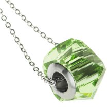 Becharmed Helix Peridot Pendant Rhodium on 925 Sterling Silver Adjustable Chain Necklace 18″ Using Swarovski Elements Crystal