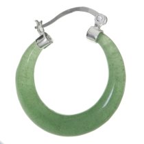 2x 925 Sterling Silver 25mm Natural Aventurine Stone Ring Drop Hoop Huggie Earring
