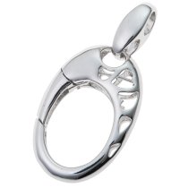 1x Rhodium on 925 Sterling Silver Heart Filigree Oval Triggerless Lobster Clasp Connector Bail