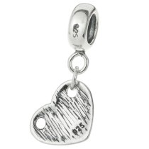 1x Antique Sterling Silver Love Heart Best Mom Dangle Bead for European Charm Bracelets