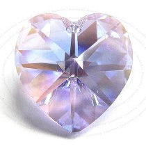 2x Swarovski Elements 6228 Xilion Heart Crystal Charm Pendant Violet AB 14mm