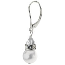 2x Stering Silver White Crystal-pearl Leverback Earrings Using Swarovski Elements Crystal and Crystal Pearl