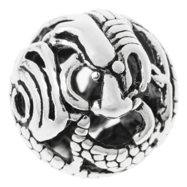 1x Antique 925 Sterling Silver Chinese Dragon Focal Bead Spacer 11mm