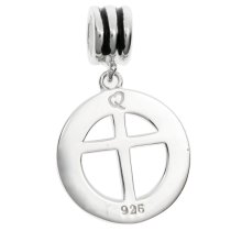 Antique 925 Sterling Silver Serenity Courage Wisdom Christ Cross Dangle Bead for European Charm Bracelets
