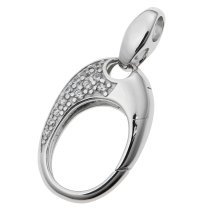 1x Rhodium on 925 Sterling Silver Clear CZ Crystal Oval Triggerless Lobster Clasp Charm Pendant Connector Bail