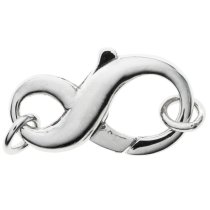 1x Rhodium on 925 Sterling Silver Infinity S Hook Lobster Connector Clasp