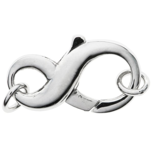1x Rhodium on 925 Sterling Silver Infinity S Hook Lobster Connector Clasp