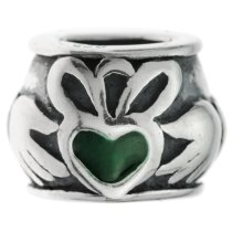 1x Antiqued 925 Sterling Silver Love Heart Claddagh Ring Enamel Bead for European Charm Bracelets