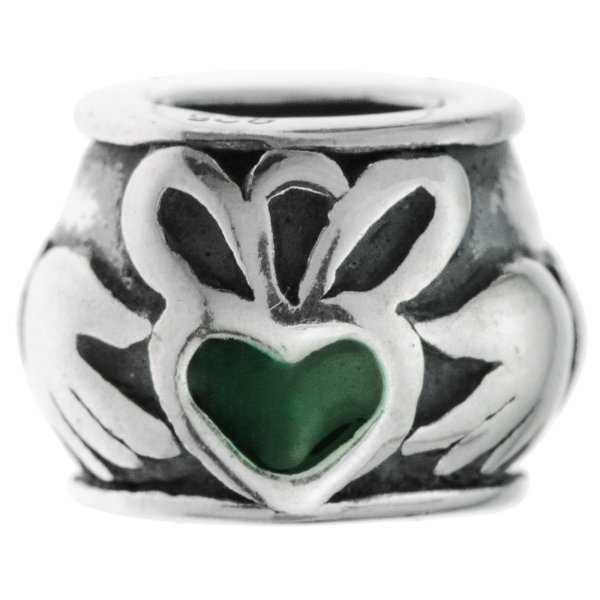 1x Antiqued 925 Sterling Silver Love Heart Claddagh Ring Enamel Bead for European Charm Bracelets